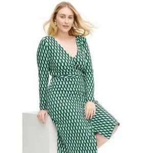 NWT DVF for Target Long Sleeve Midi Arrow Geo Green Wrap Dress 3X